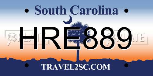 HRE889 South Carolina License Plate