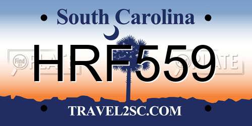 HRF559 South Carolina License Plate