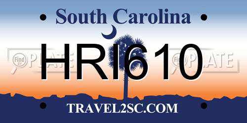 HRI610 South Carolina License Plate