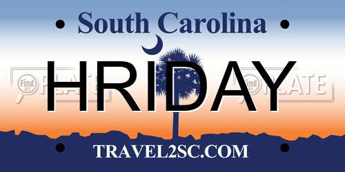 HRIDAY South Carolina License Plate