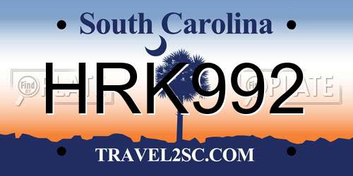 HRK992 South Carolina License Plate