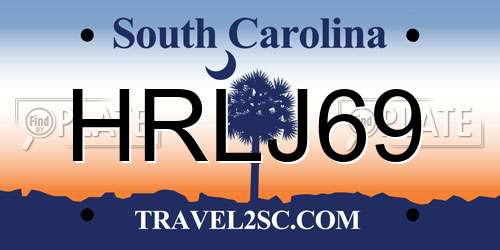 HRLJ69 South Carolina License Plate