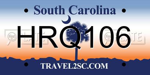 HRQ106 South Carolina License Plate
