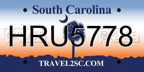 HRU5778 South Carolina License Plate