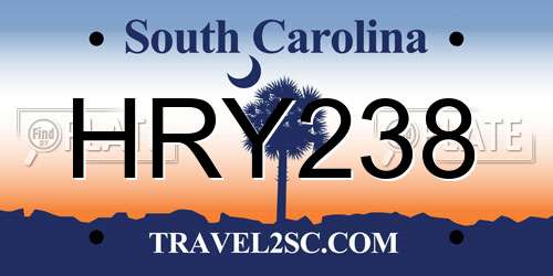 HRY238 South Carolina License Plate
