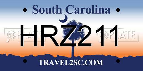HRZ211 South Carolina License Plate