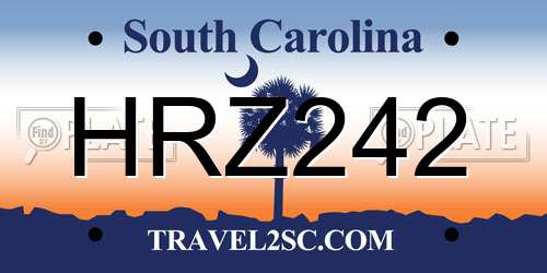 HRZ242 South Carolina License Plate