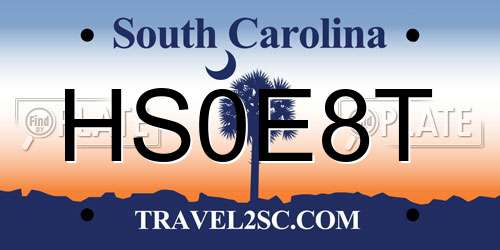 HS0E8T South Carolina License Plate