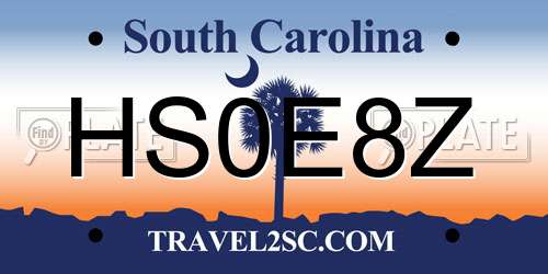 HS0E8Z South Carolina License Plate