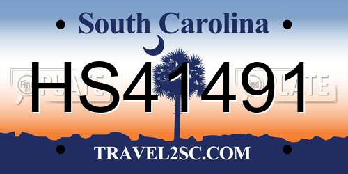 HS41491 South Carolina License Plate