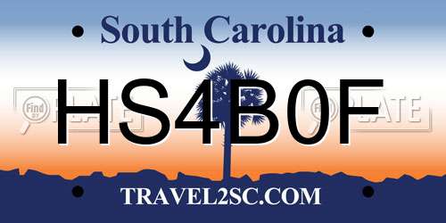 HS4B0F South Carolina License Plate