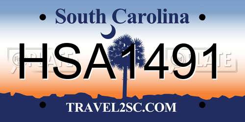 HSA1491 South Carolina License Plate