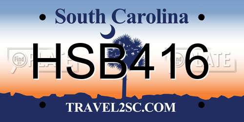 HSB416 South Carolina License Plate