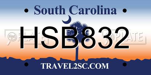 HSB832 South Carolina License Plate