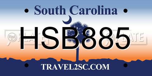 HSB885 South Carolina License Plate