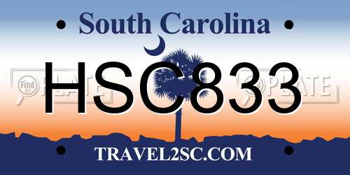 HSC833 South Carolina License Plate