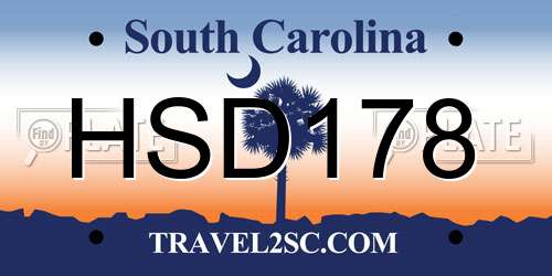 HSD178 South Carolina License Plate