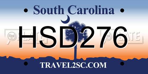 HSD276 South Carolina License Plate