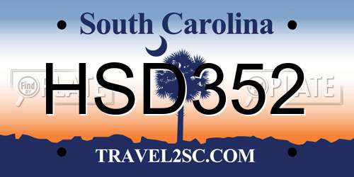 HSD352 South Carolina License Plate