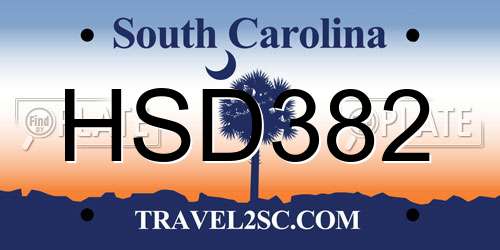 HSD382 South Carolina License Plate