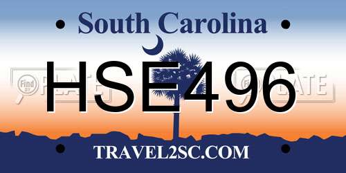 HSE496 South Carolina License Plate
