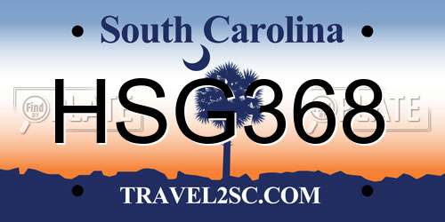 HSG368 South Carolina License Plate