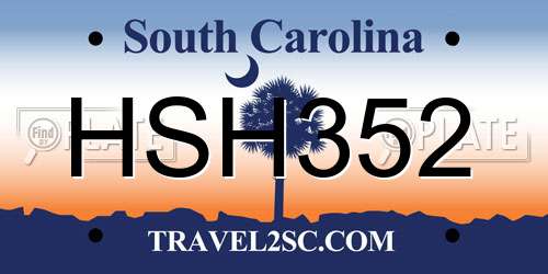 HSH352 South Carolina License Plate