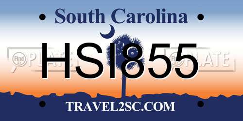 HSI855 South Carolina License Plate