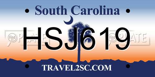 HSJ619 South Carolina License Plate
