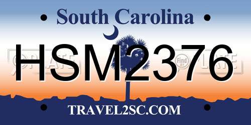 HSM2376 South Carolina License Plate