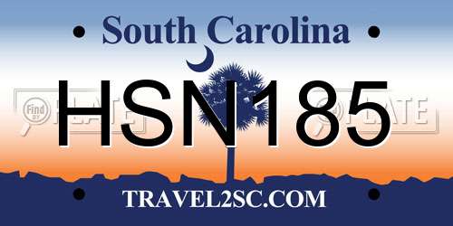 HSN185 South Carolina License Plate