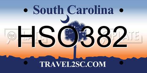 HSO382 South Carolina License Plate