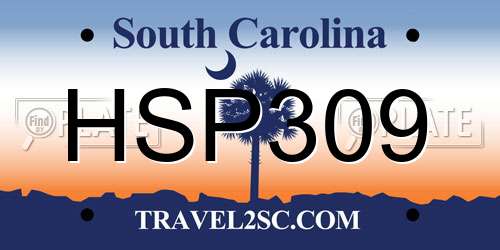 HSP309 South Carolina License Plate