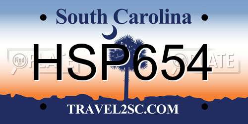 HSP654 South Carolina License Plate