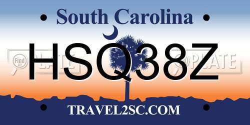 HSQ38Z South Carolina License Plate