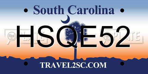 HSQE52 South Carolina License Plate