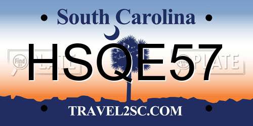 HSQE57 South Carolina License Plate