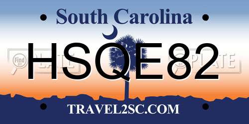 HSQE82 South Carolina License Plate