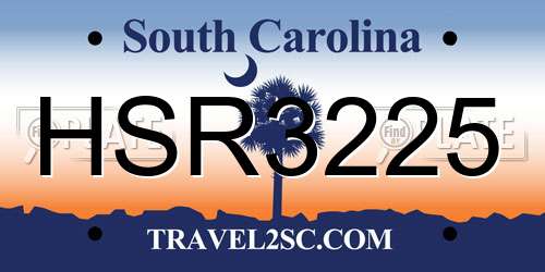 HSR3225 South Carolina License Plate