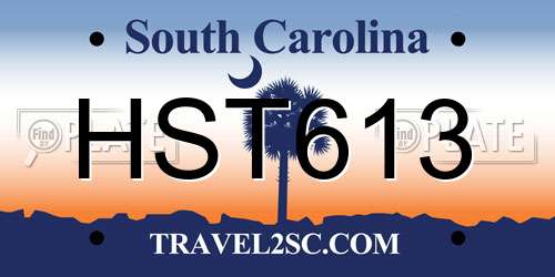 HST613 South Carolina License Plate