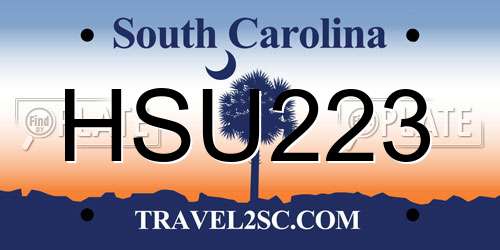 HSU223 South Carolina License Plate