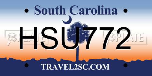 HSU772 South Carolina License Plate