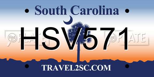 HSV571 South Carolina License Plate