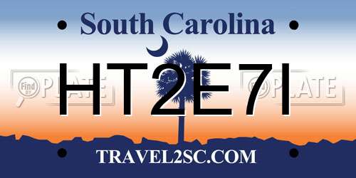 HT2E7I South Carolina License Plate