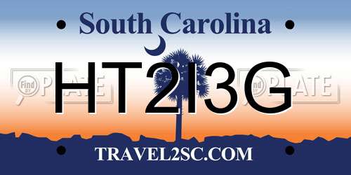 HT2I3G South Carolina License Plate
