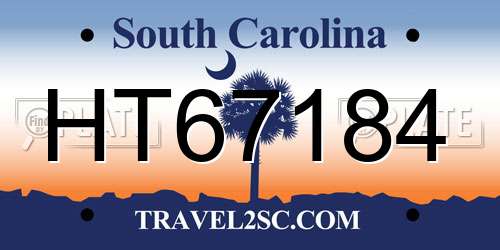HT67184 South Carolina License Plate