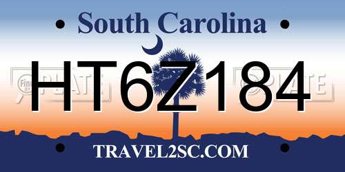 HT6Z184 South Carolina License Plate