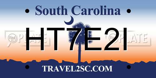 HT7E2I South Carolina License Plate
