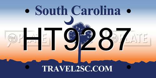 HT9287 South Carolina License Plate