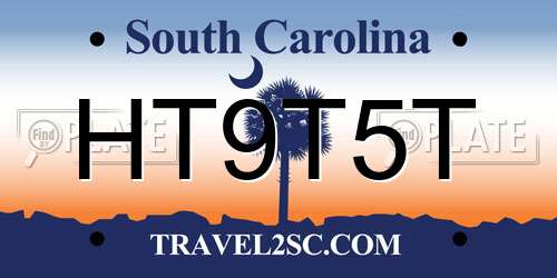 HT9T5T South Carolina License Plate